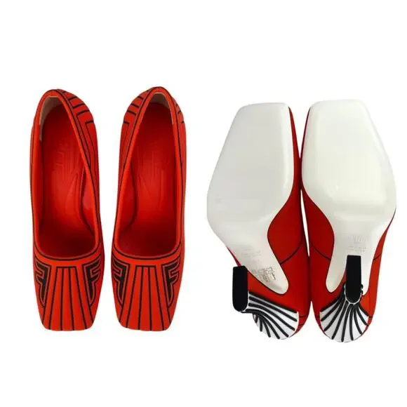 Fendi Red Neoprene Pumps